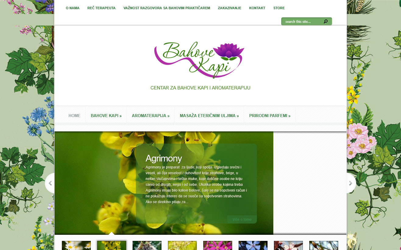 Screenshot sajta Bahove Kapi — WordPress sajt koji smo izradili i održavamo od 2012. godin