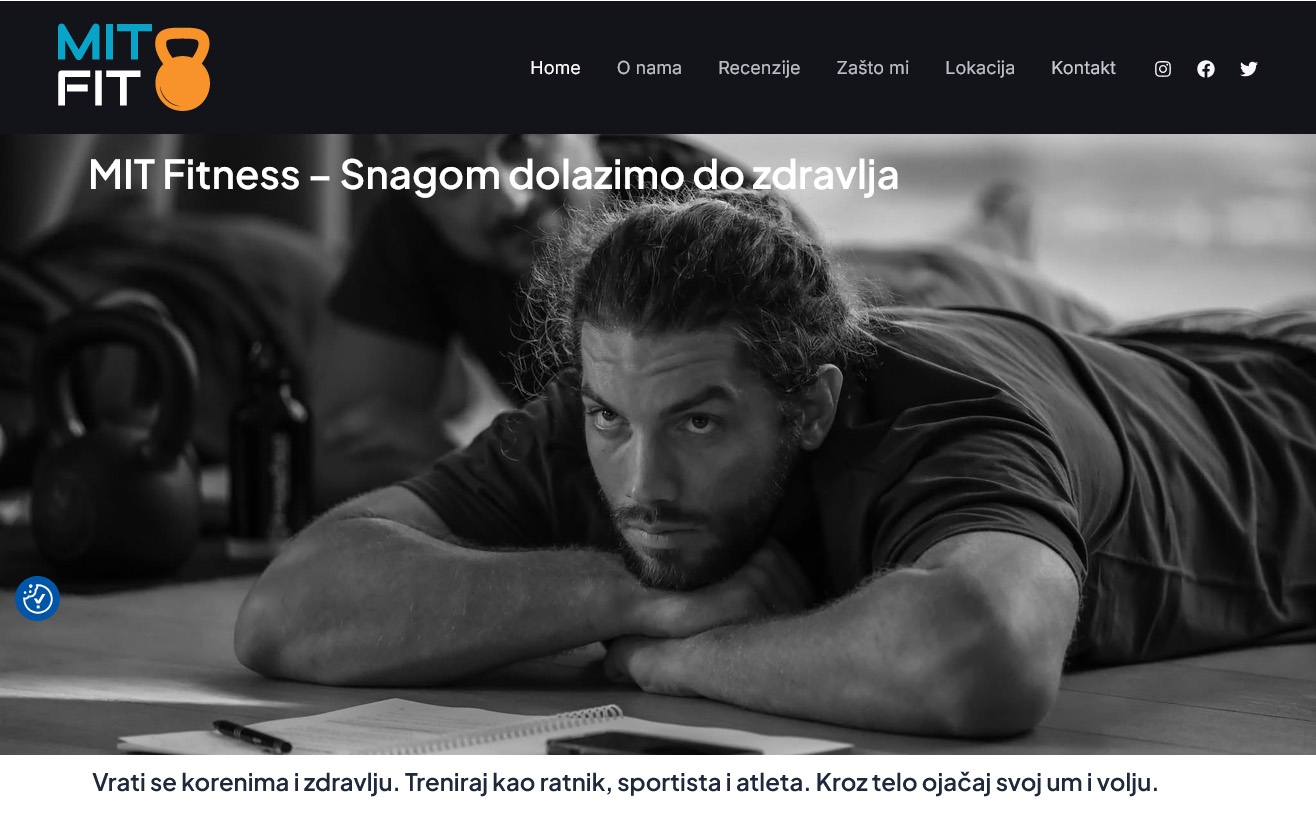 Screenshot sajta MIT Fitness — WordPress sajt koji smo izradili 2025. godine i održavamo